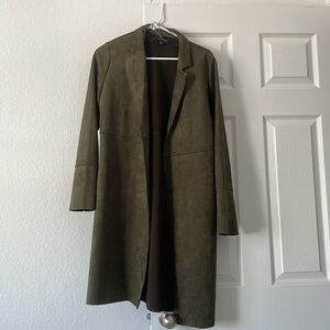Olive/ Army Green suede trench coat